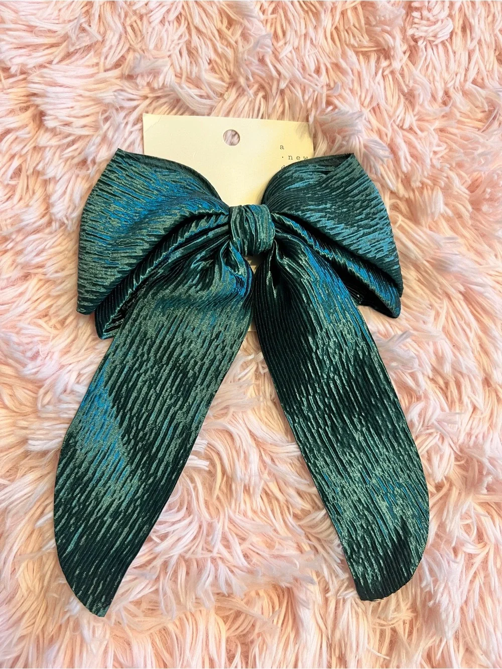 A New Day Green Metallic Bow Hair Accessory for Kids